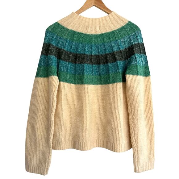 Greylin Megan Green Blue Fair Isle Striped Sweater Small Ombré Slouchy Sweater - Picture 8 of 9